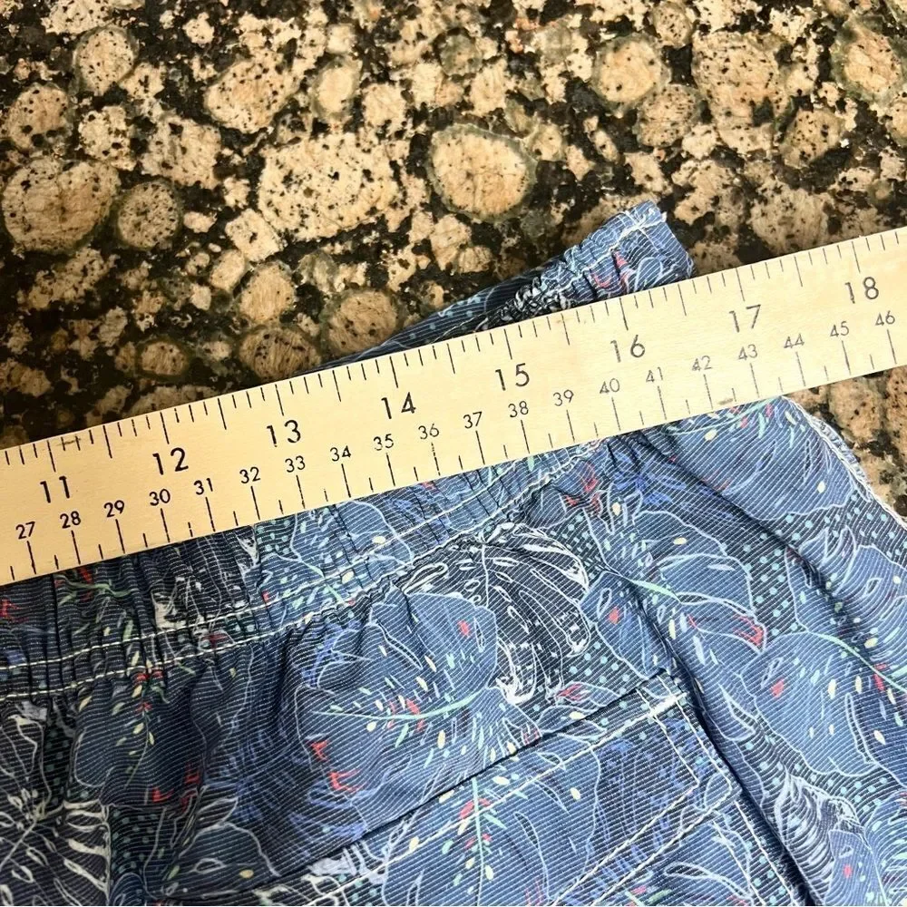 Johnnie O Swim Trunks Mens Size XL Beach Lined Blue Leaf Print Swim - Picture 4 of 7